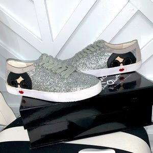NEW Alice + and Olivia Stace face Taylor glitter silver sneakers 38
